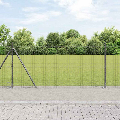 Fence with Posts Grey 1 x 10 m Steel