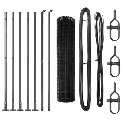 Fence with Posts Grey 1 x 10 m Steel