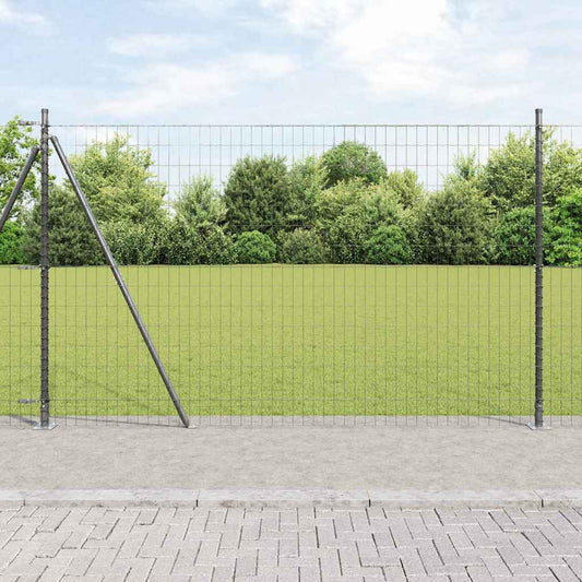 Fence with Posts Grey 1.5 x 10 m Steel