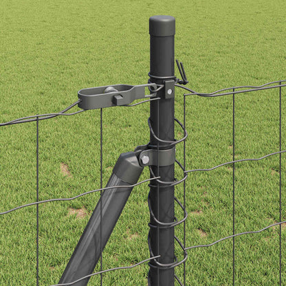 Fence with Posts Grey 1 x 10 m Steel