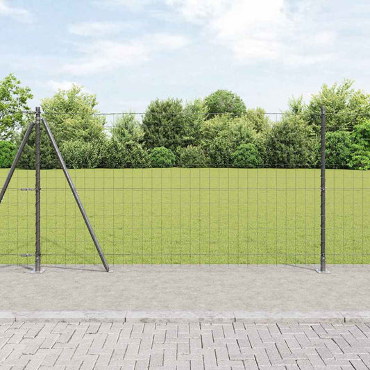 Fence with Posts Grey 1.2 x 10 m Steel