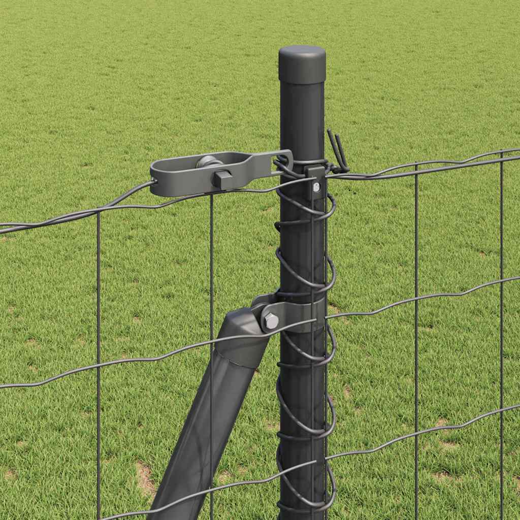 Fence with Posts Grey 1.5 x 10 m Steel