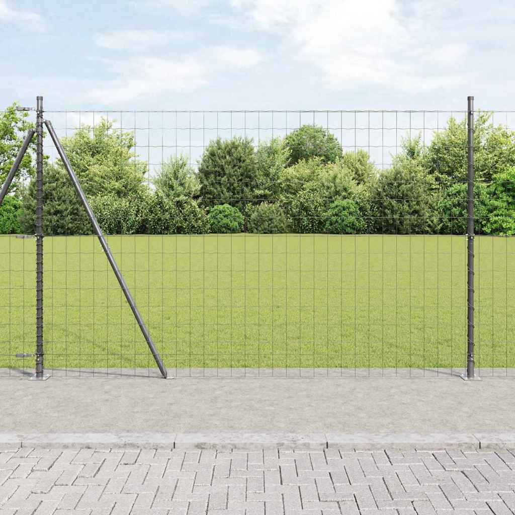 Fence with Posts Grey 1.5 x 10 m Steel