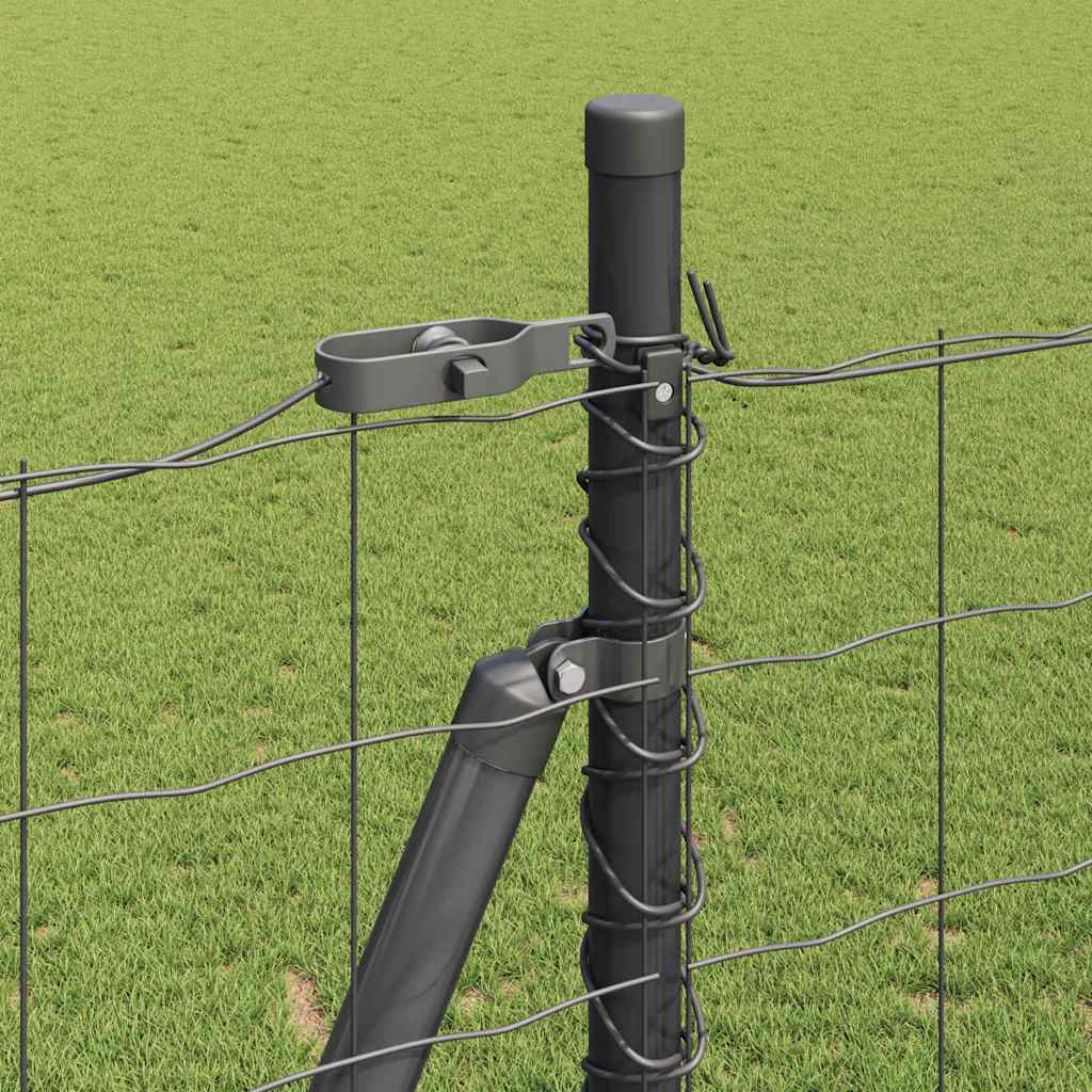 Fence with Posts Grey 1.5 x 10 m Steel