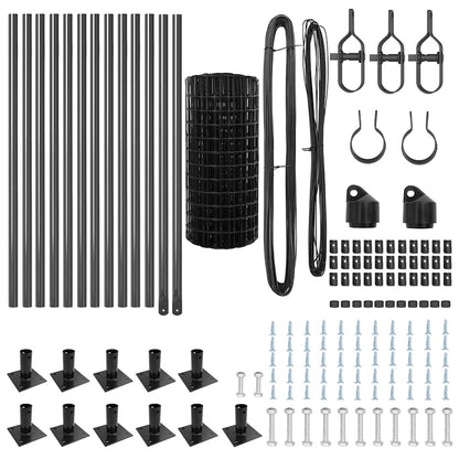 Fence with Posts Grey 0.4 x 25 m Steel