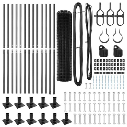 Fence with Posts Grey 1 x 25 m Steel