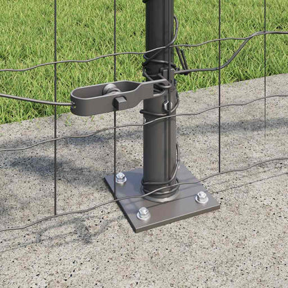 Fence with Posts Grey 1 x 10 m Steel