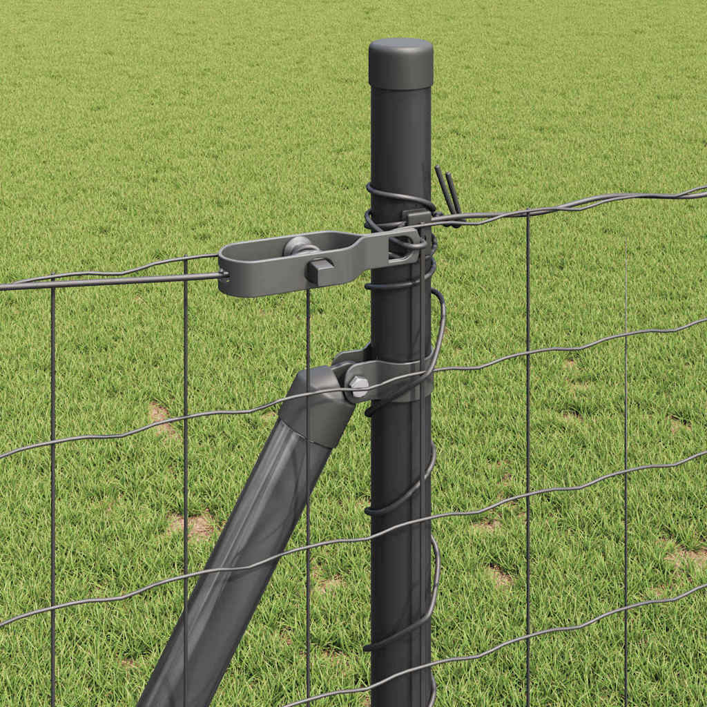 Fence with Posts Grey 1 x 10 m Steel