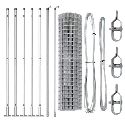 Fence with Posts Silver 1 x 10 m Steel