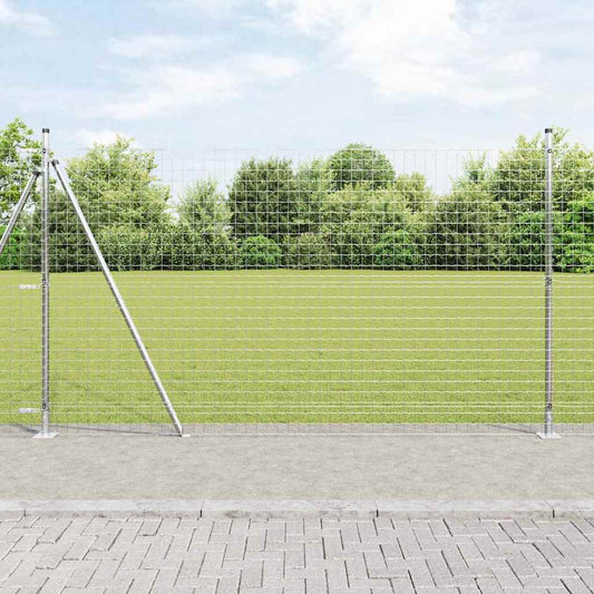 Fence with Posts Silver 1.4 x 10 m Steel