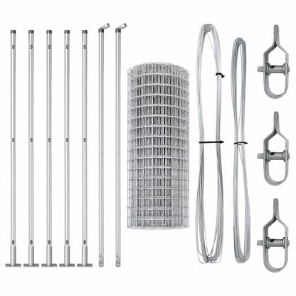 Fence with Posts Silver 1.4 x 10 m Steel