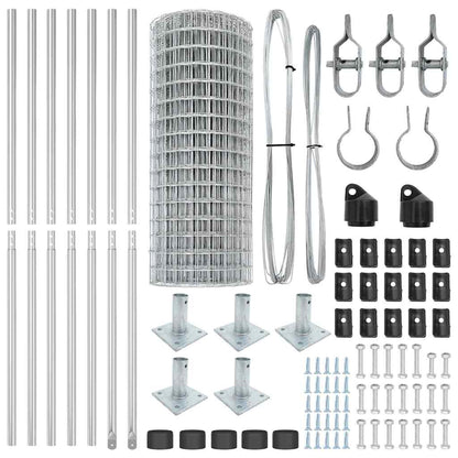 Fence with Posts Silver 1.4 x 10 m Steel