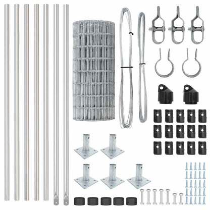 Fence with Posts Silver 0.4 x 10 m Steel