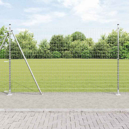 Fence with Posts Silver 1.4 x 10 m Steel