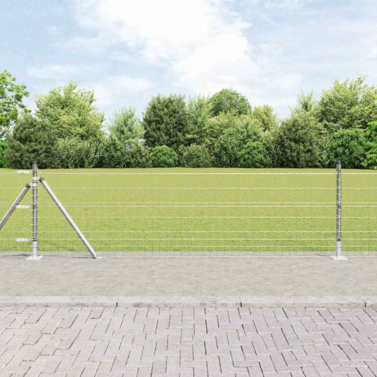 Fence with Posts Silver 0.6 x 10 m Steel