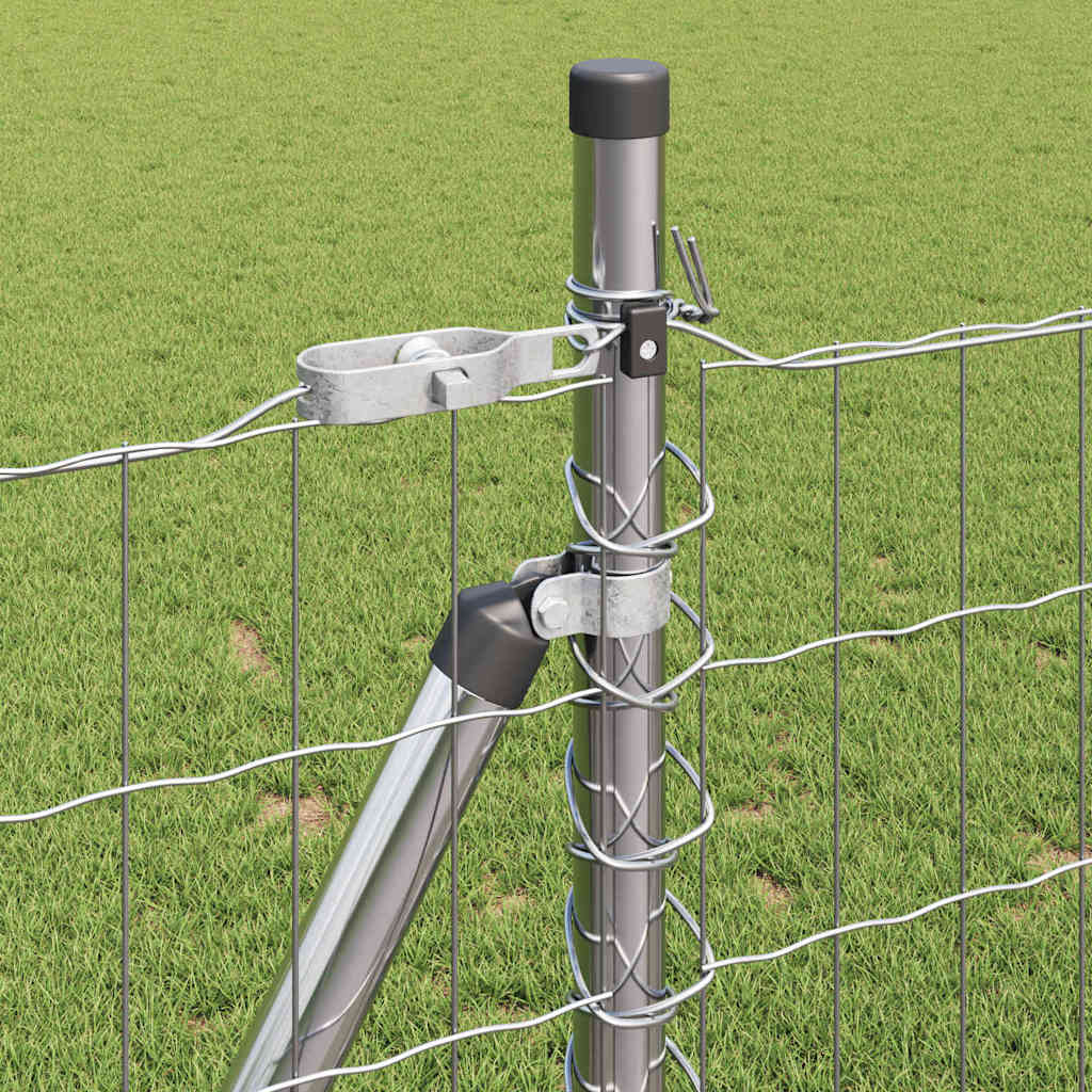 Fence with Posts Silver 0.8 x 10 m Steel