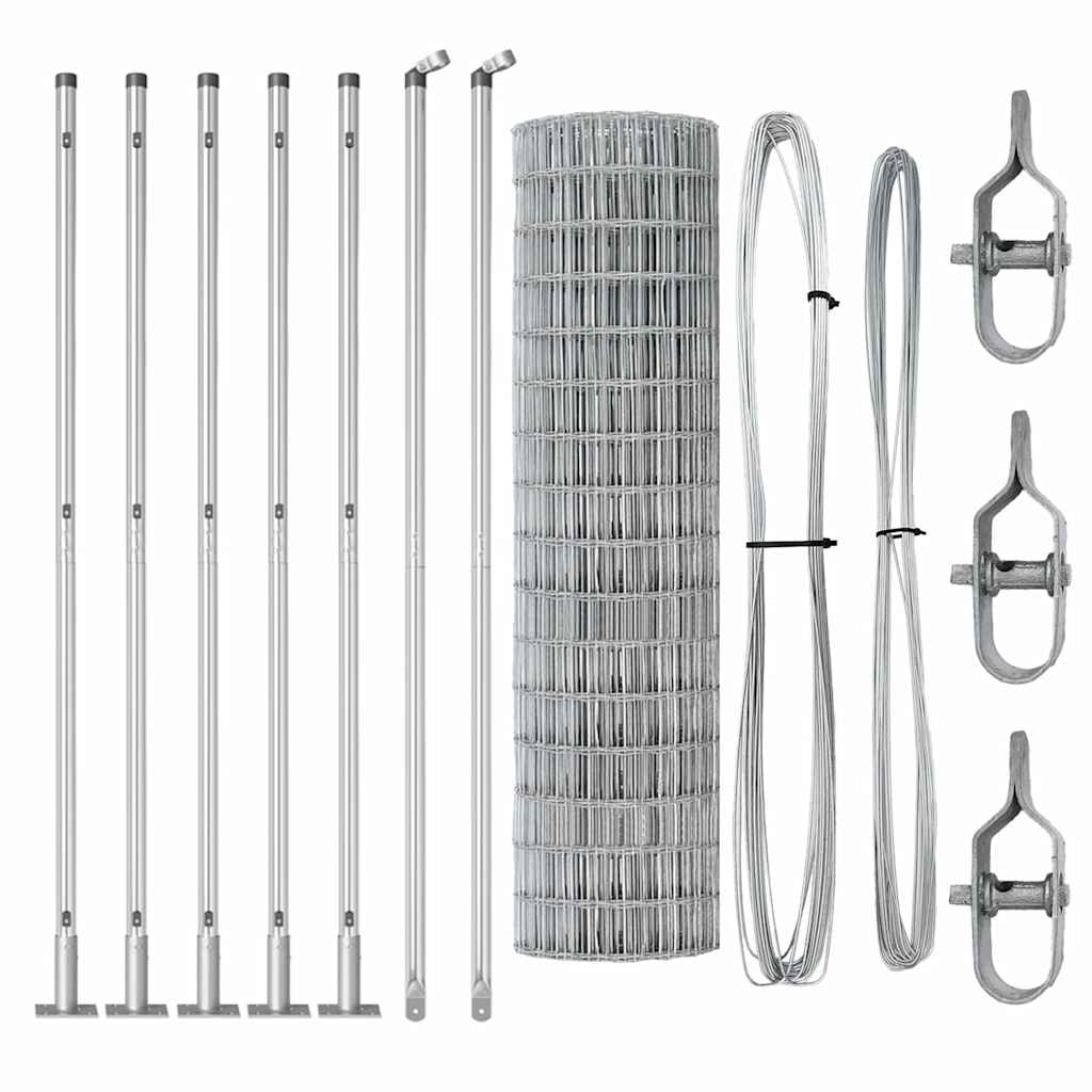 Fence with Posts Silver 0.8 x 10 m Steel