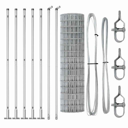Fence with Posts Silver 0.8 x 10 m Steel