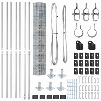 Fence with Posts Silver 1.6 x 10 m Steel