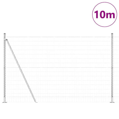 Fence with Posts Silver 1.6 x 10 m Steel