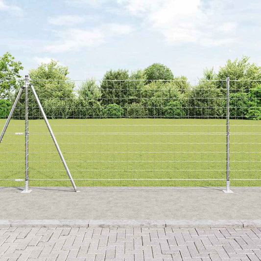Fence with Posts Silver 1.2 x 10 m Steel