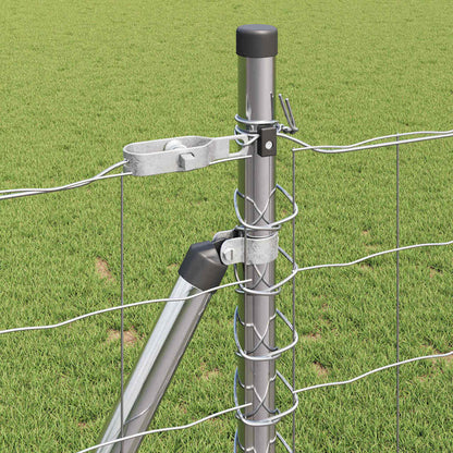 Fence with Posts Silver 1 x 10 m Steel