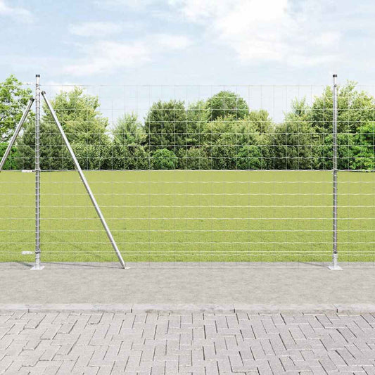 Fence with Posts Silver 1.6 x 10 m Steel