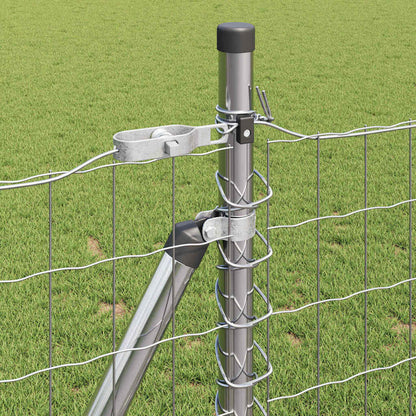 Fence with Posts Silver 1 x 25 m Steel