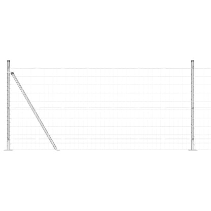 Fence with Posts Silver 0.8 x 25 m Steel