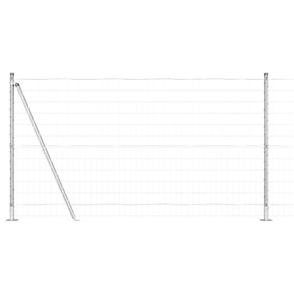 Fence with Posts Silver 1.2 x 25 m Steel