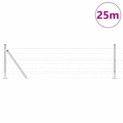Fence with Posts Silver 0.4 x 25 m Steel