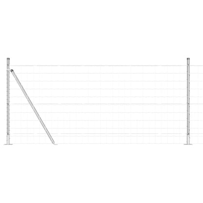 Fence with Posts Silver 0.8 x 25 m Steel