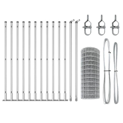 Fence with Posts Silver 0.4 x 25 m Steel