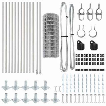 Fence with Posts Silver 0.4 x 25 m Steel