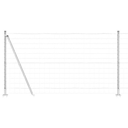 Fence with Posts Silver 1.2 x 25 m Steel