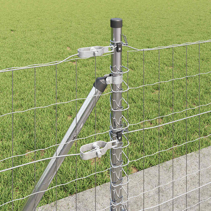 Fence with Posts Silver 0.4 x 50 m Steel