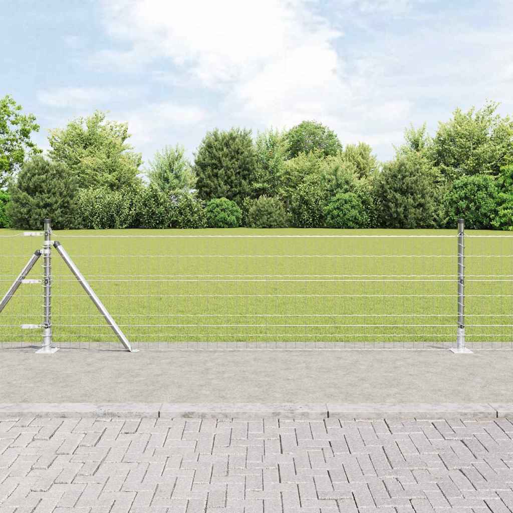 Fence with Posts Silver 0.4 x 50 m Steel