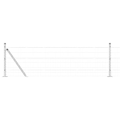 Fence with Posts Silver 0.4 x 50 m Steel