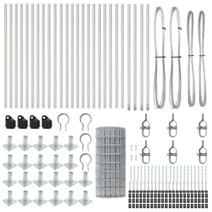Fence with Posts Silver 0.4 x 50 m Steel