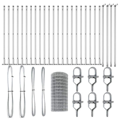 Fence with Posts Silver 0.4 x 50 m Steel