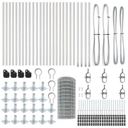 Fence with Posts Silver 0.4 x 50 m Steel