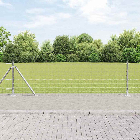 Fence with Posts Silver 0.6 x 10 m Steel