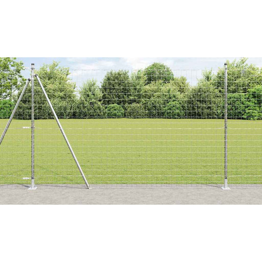 Fence with Posts Silver 1.4 x 10 m Steel