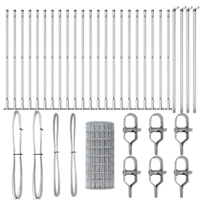 Fence with Posts Silver 0.6 x 50 m Steel