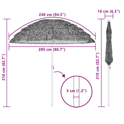 Beach Parasol Brown Ø 206 x 209.5 cm Steel