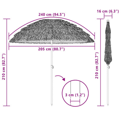 Beach Parasol Brown Ø 206 x 209.5 cm Steel
