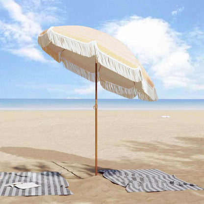 Parasol Yellow and White Ø 160 x 195 cm Steel