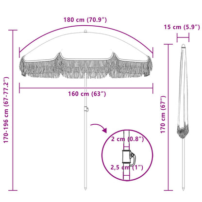 Parasol Yellow and White Ø 160 x 195 cm Steel