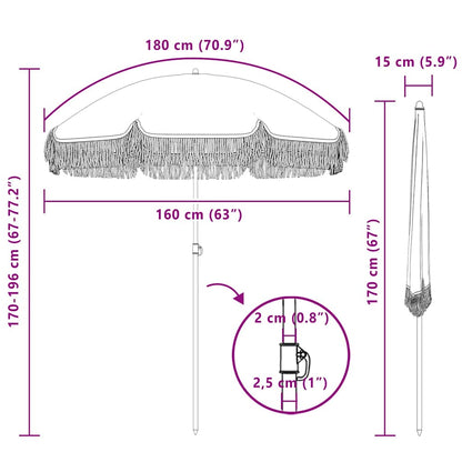 Parasol Grey and White Ø 160 x 195 cm Steel