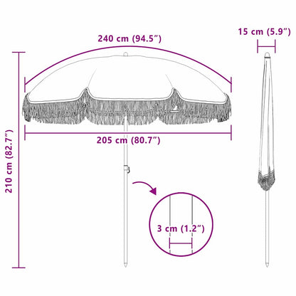 Parasol Grey and White Ø 205 x 209 cm Steel